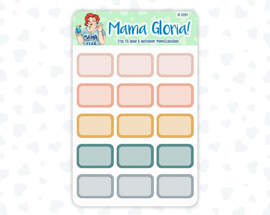 Functional Half Boxes Planner Stickers - Rounded Half Boxes Stickers - Fits standart Vertical Planners - vintage pallet, colorful ID 0994