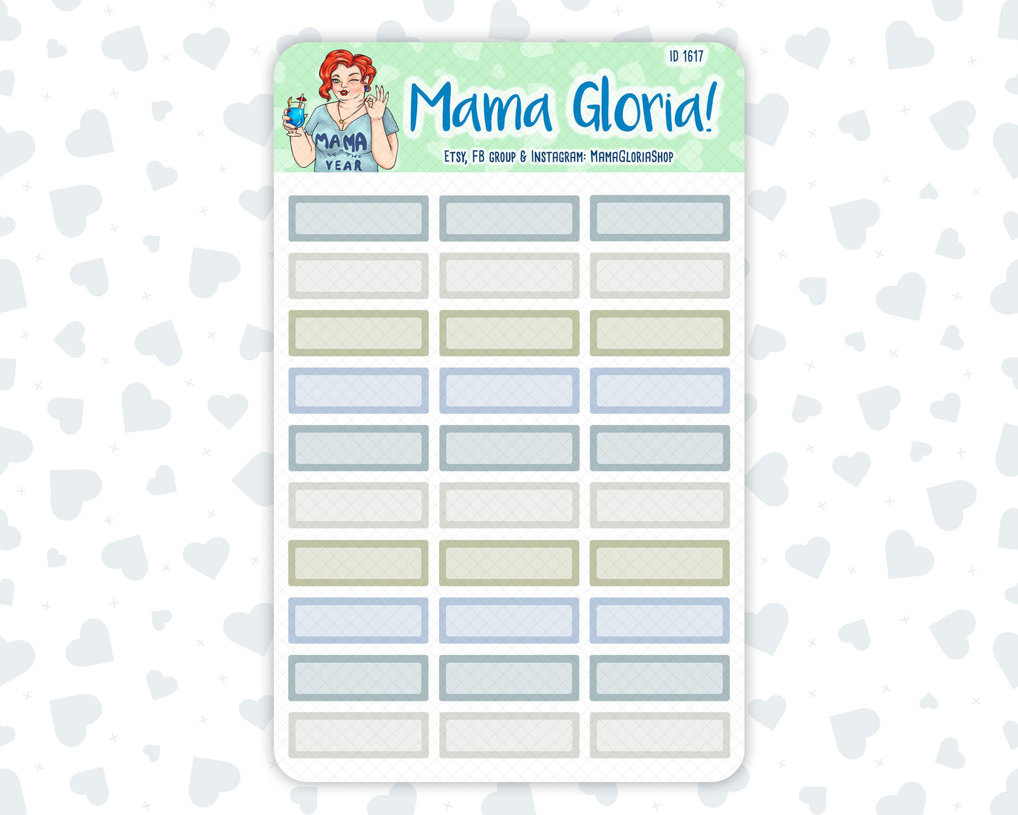 Quarter boxes - Flora pallet - stickers for planners, ID 1616, 1617