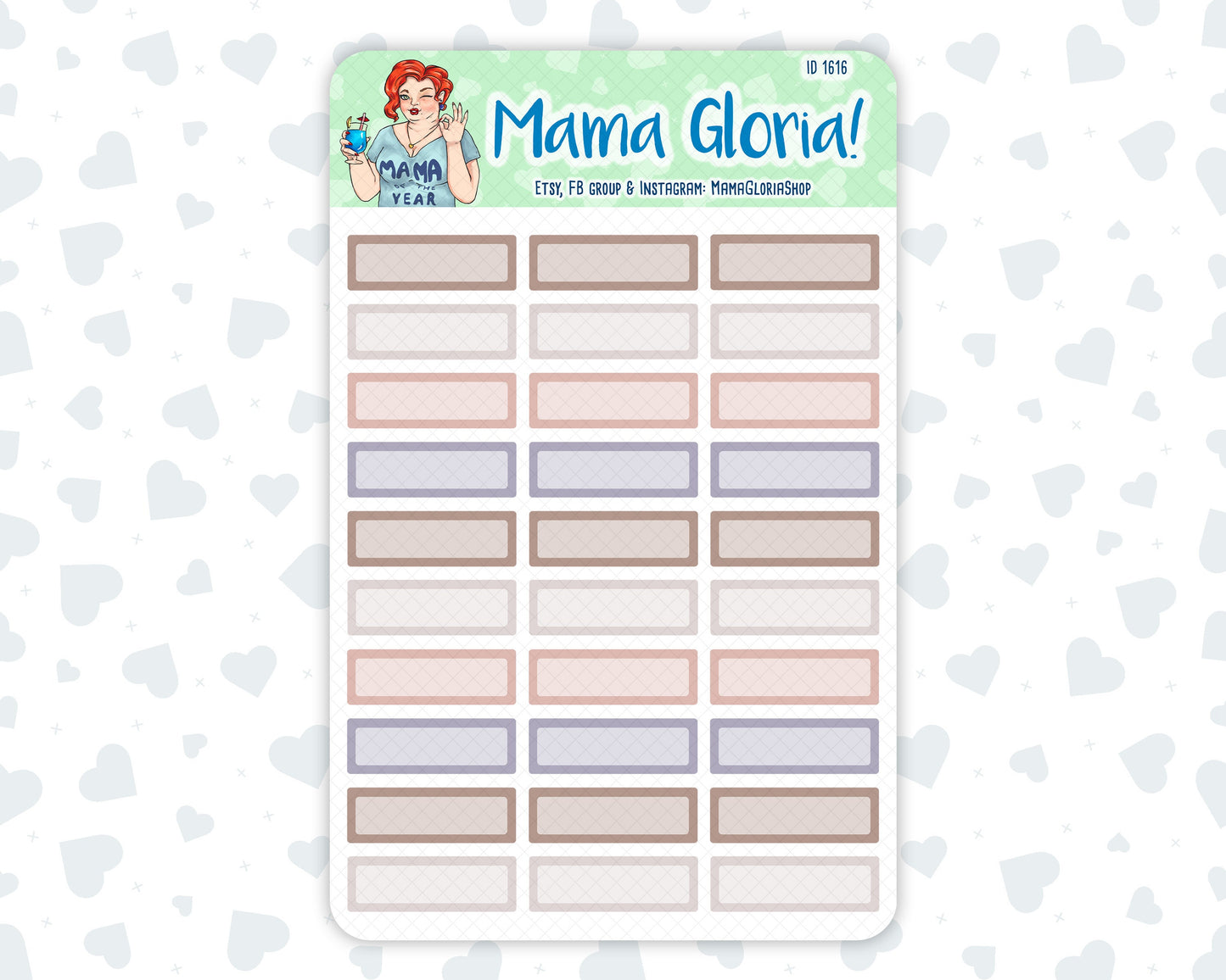 Quarter boxes - Flora pallet - stickers for planners, ID 1616, 1617