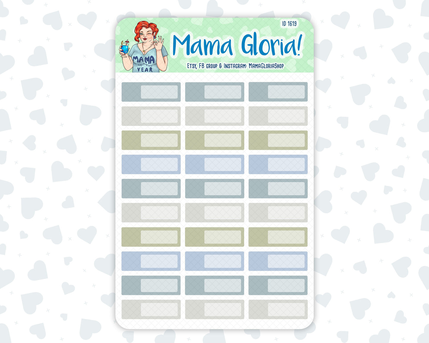 Quarter boxes - Flora pallet - stickers for planners, ID 1618, 1619