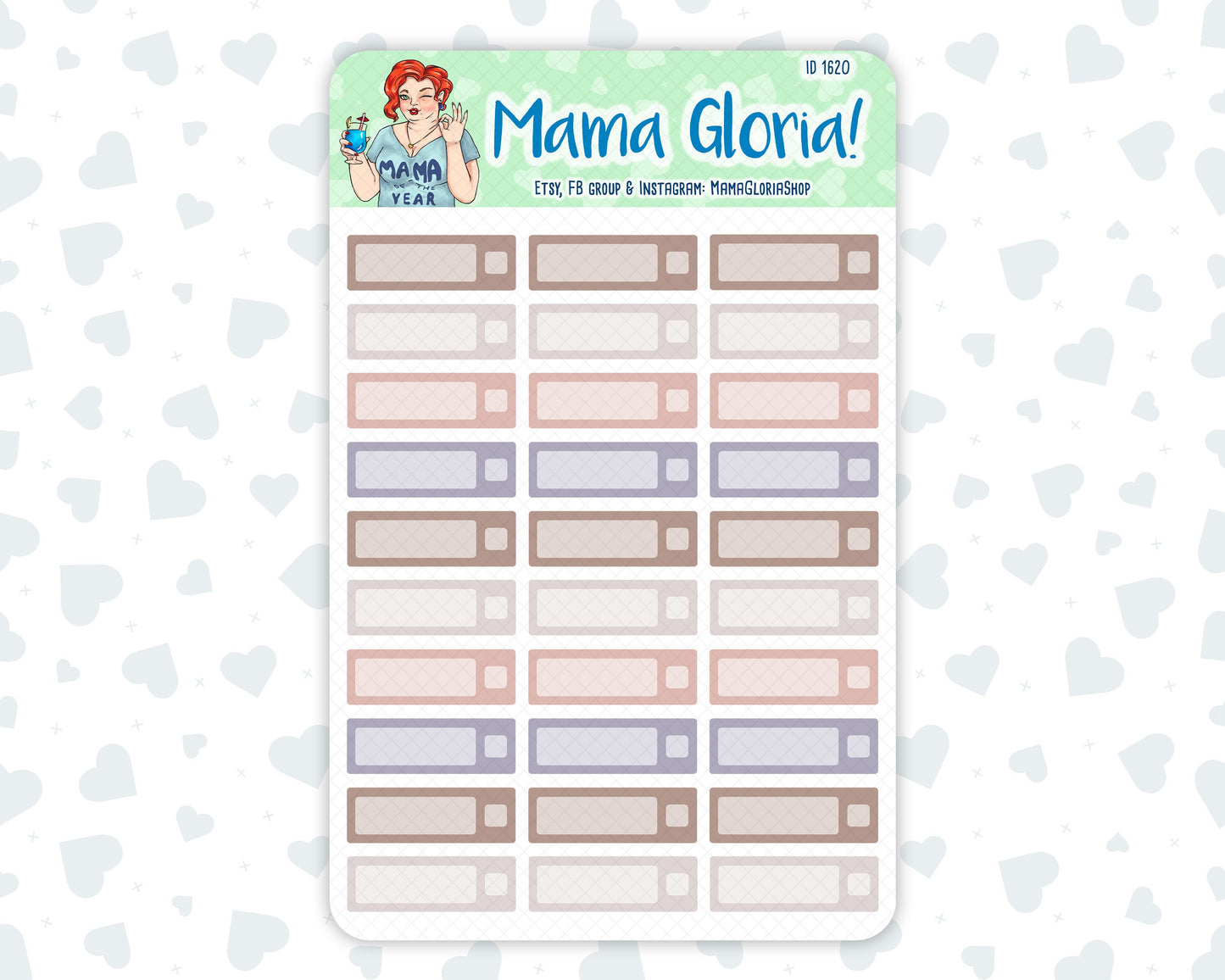 Quarter boxes - Flora pallet - stickers for planners, ID 1620, 1621