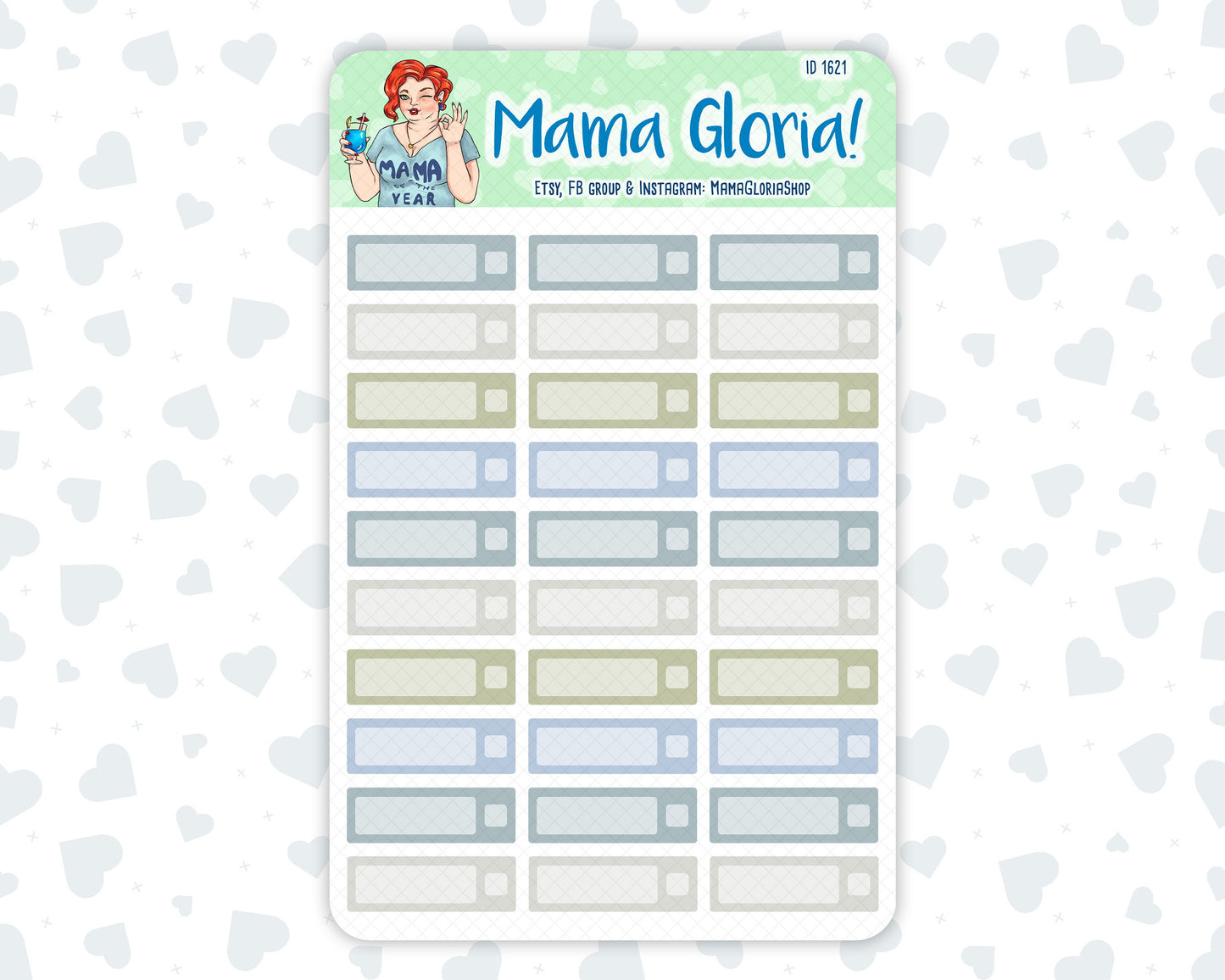 Quarter boxes - Flora pallet - stickers for planners, ID 1620, 1621
