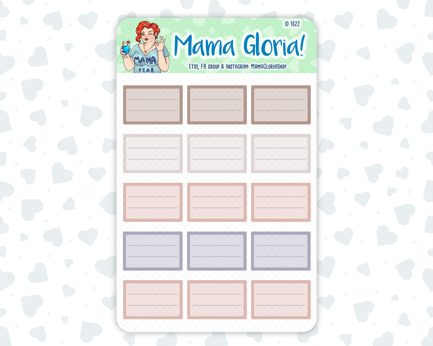 Half boxes - Flora Palette - Lined checklist - Stickers For Planners, ID 1622, 1623