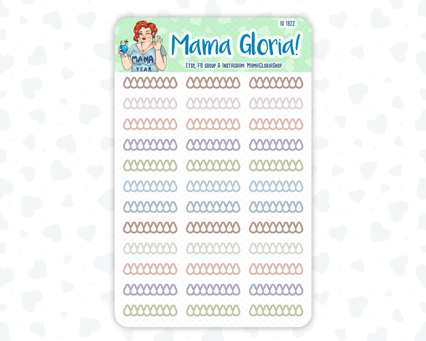 Water tracker - Flora Palette - Lined checklist - Stickers For Planners, ID 1822