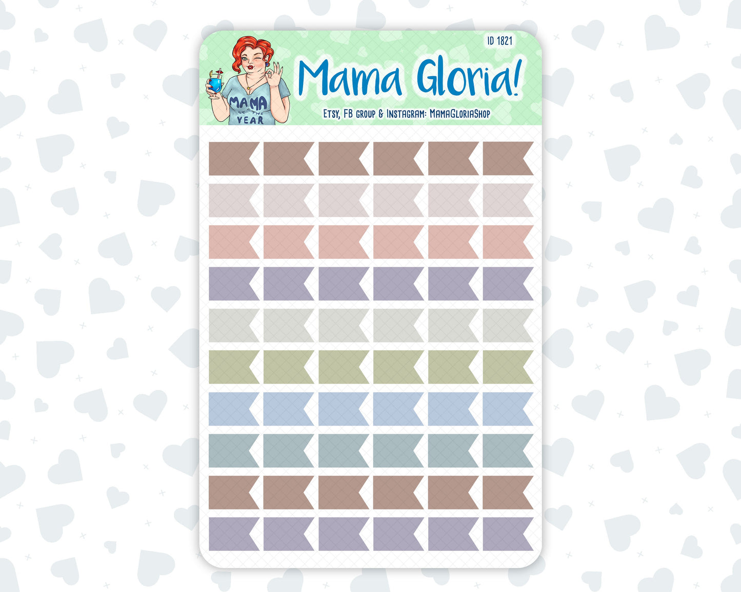 Flags - Flora Palette - Lined checklist - Stickers For Planners, ID 1821