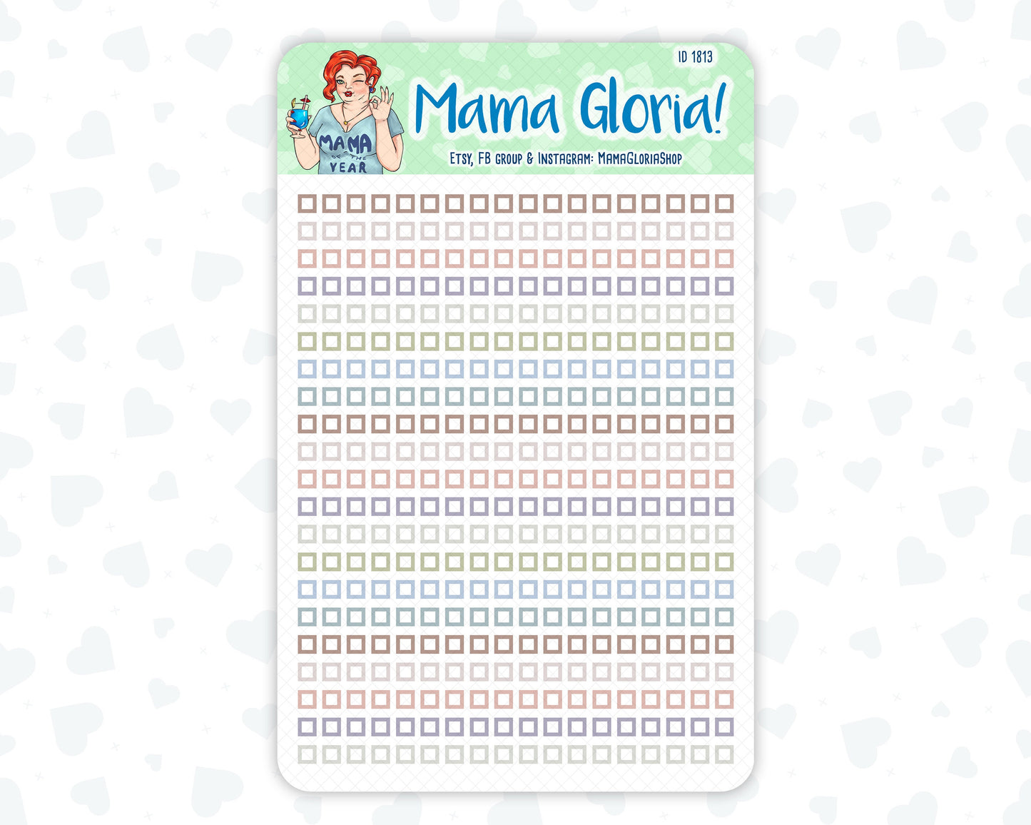 Check boxes - Flora Palette - Lined checklist - Stickers For Planners, ID 1813