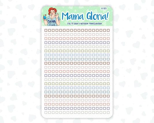 Check boxes - Flora Palette - Lined checklist - Stickers For Planners, ID 1813