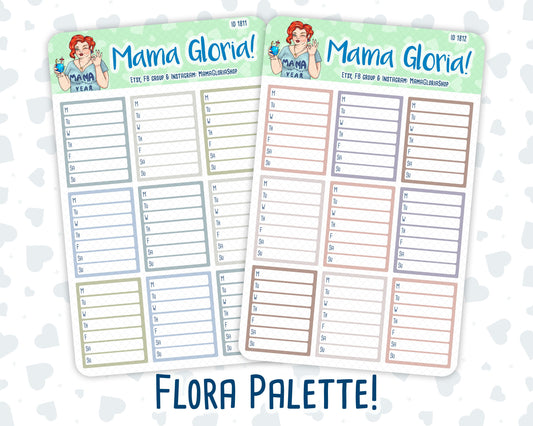 Sidebar Weekly Tracker - Flora Palette - Stickers For Planners, ID 1811, 1812