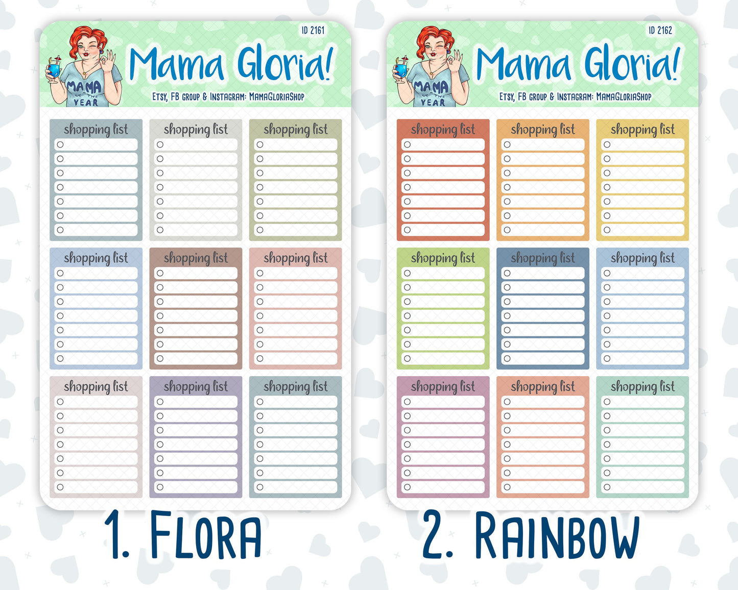 Shopping List- Full Box - Flora Palette - Stickers For Planners, ID 2161/2162
