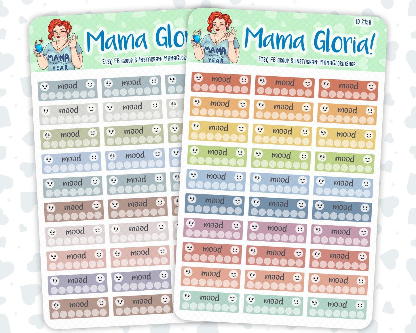 Mood Tracker - Flora Palette - Stickers For Planners, ID 2157/2158