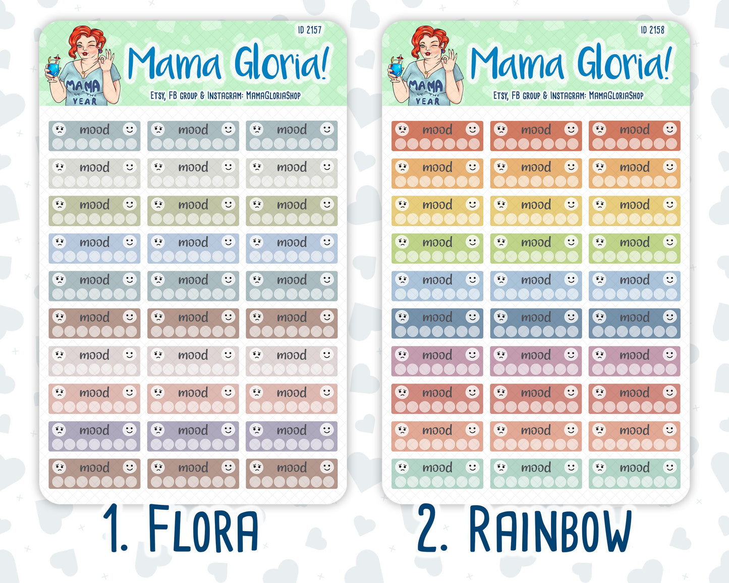 Mood Tracker - Flora Palette - Stickers For Planners, ID 2157/2158