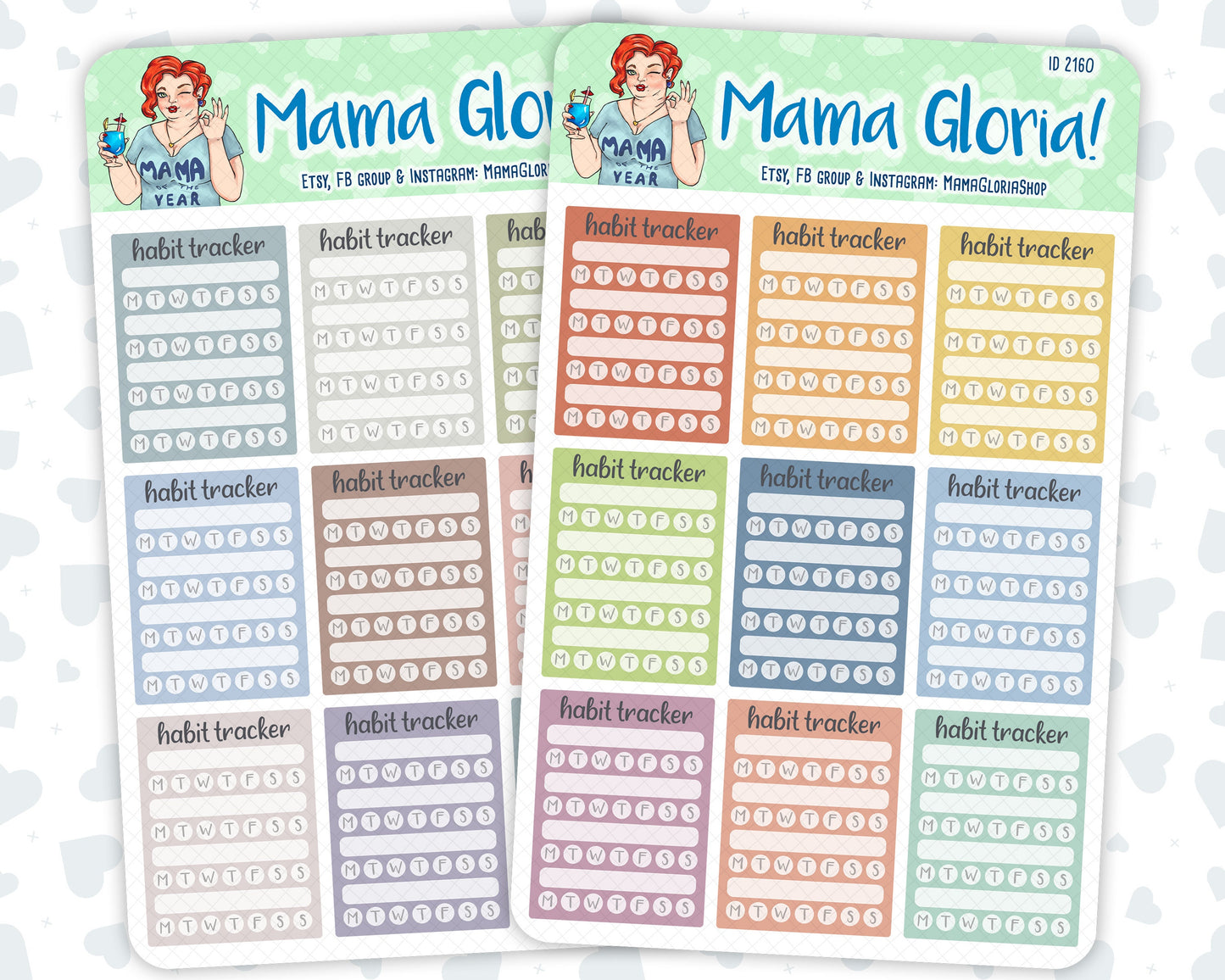 Weekly Habit Tracker - Flora Palette - Stickers For Planners, ID 2159/2160