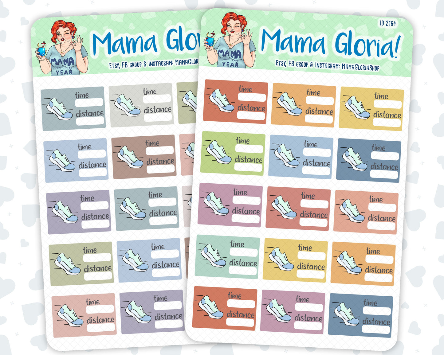 Running Distance Tracker - Flora Palette - Stickers For Planners, ID 2163/2164