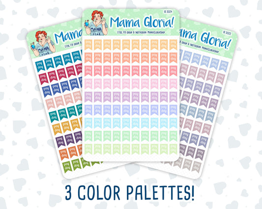 Pay Day Flag - Icon - Flora pallet - stickers for planners, ID 3022, 3023, 3024