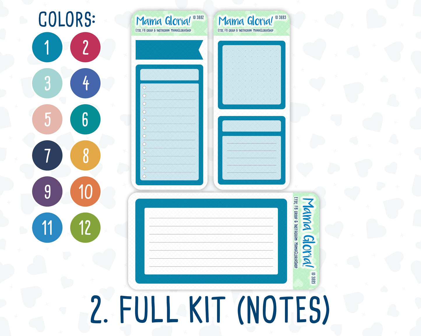 A5 Dashboard Kit- 12 colors - Notes Page for planners - Habit Tracker