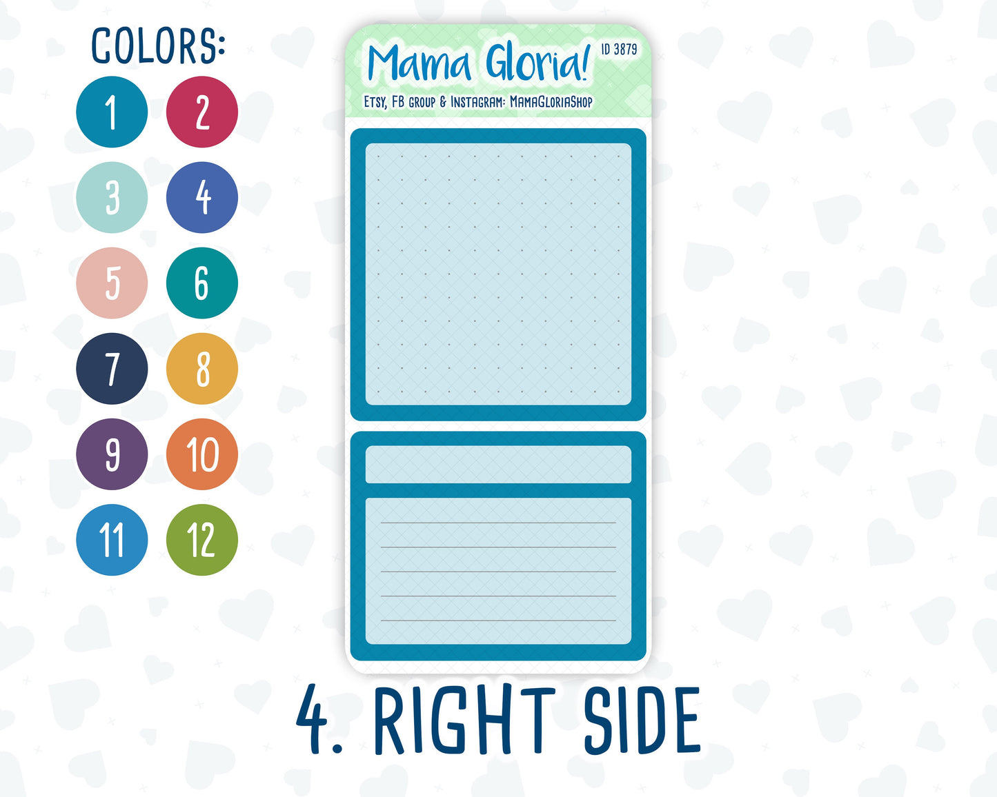 7x9 Dashboard Kit- 12 colors - Notes Page for planners - Habit Tracker