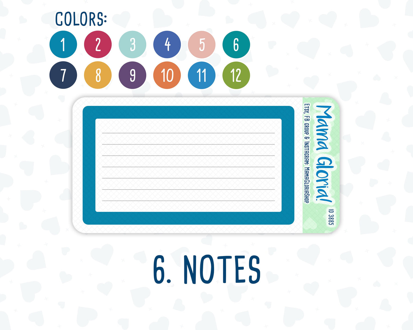 A5 Dashboard Kit- 12 colors - Notes Page for planners - Habit Tracker