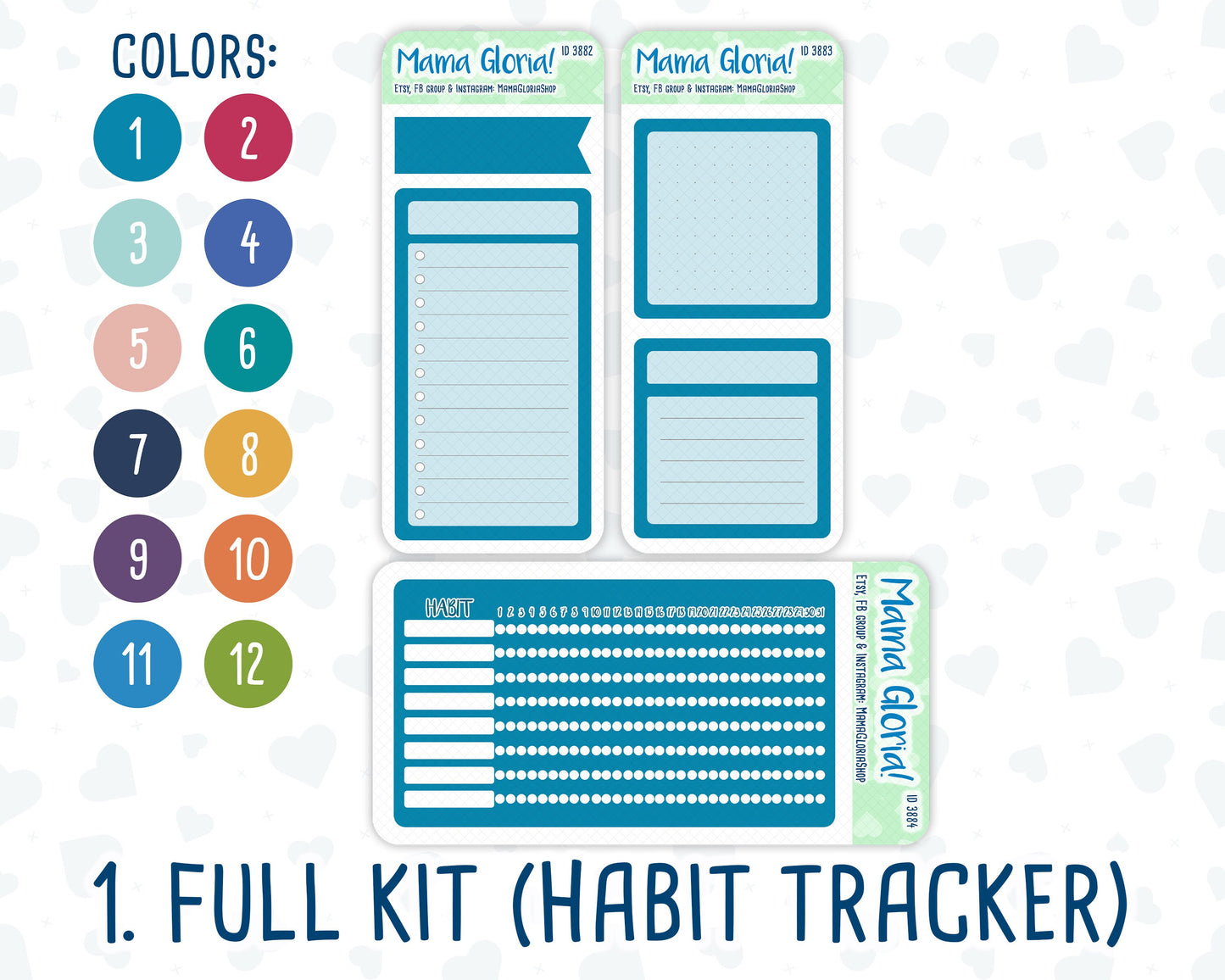 A5 Dashboard Kit- 12 colors - Notes Page for planners - Habit Tracker