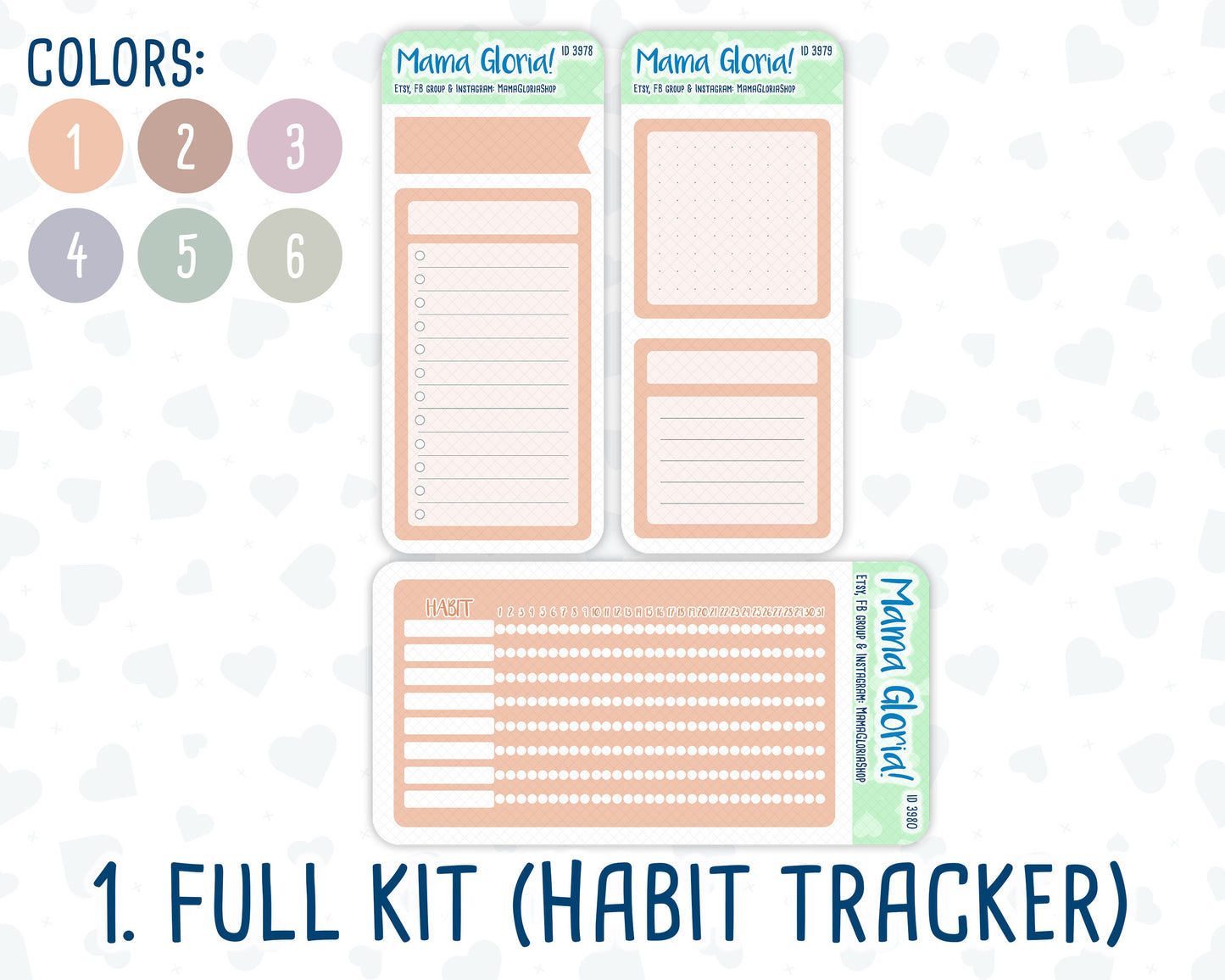 A5 Dashboard Kit- 6 flora colors - Notes Page for planners - Habit Tracker