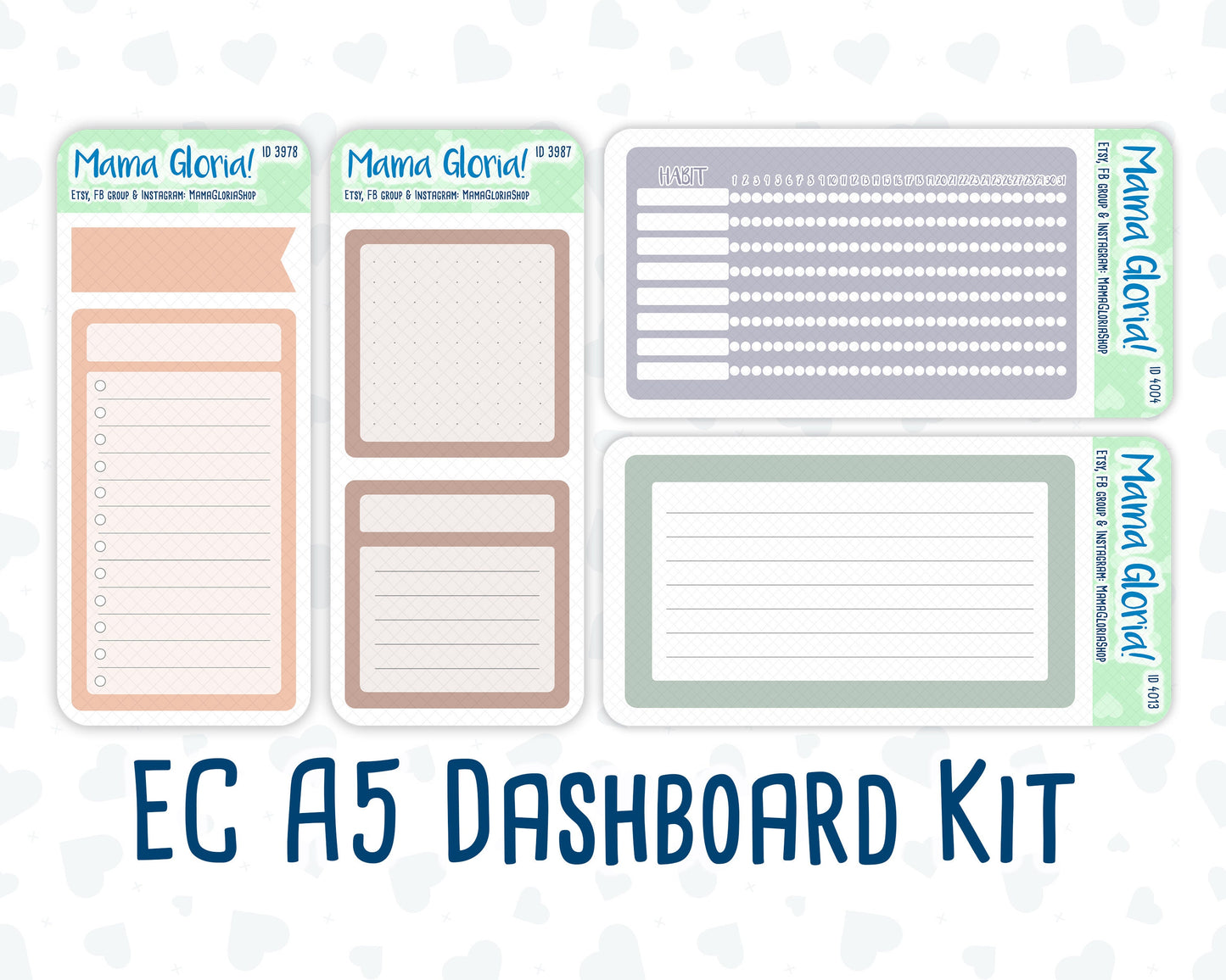 A5 Dashboard Kit- 6 flora colors - Notes Page for planners - Habit Tracker