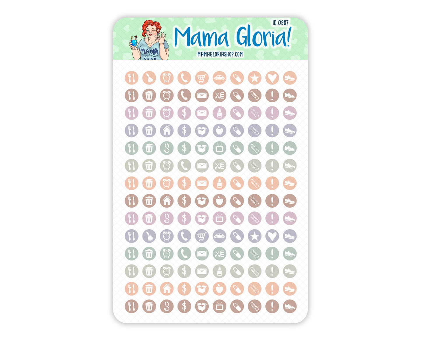 Icon Packs - Dots- Flora pallet - stickers for planners
