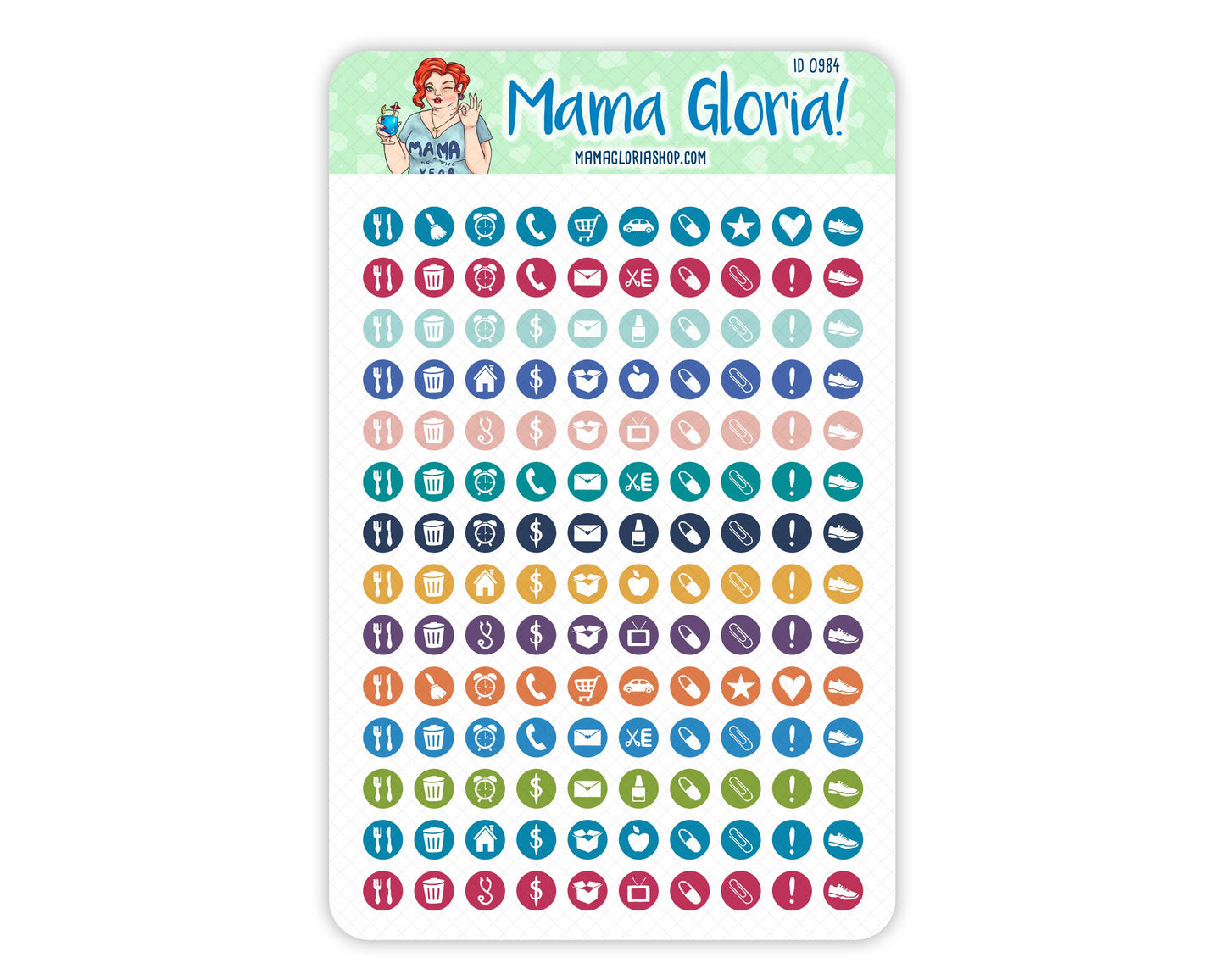 Icon Packs - Dots- Flora pallet - stickers for planners