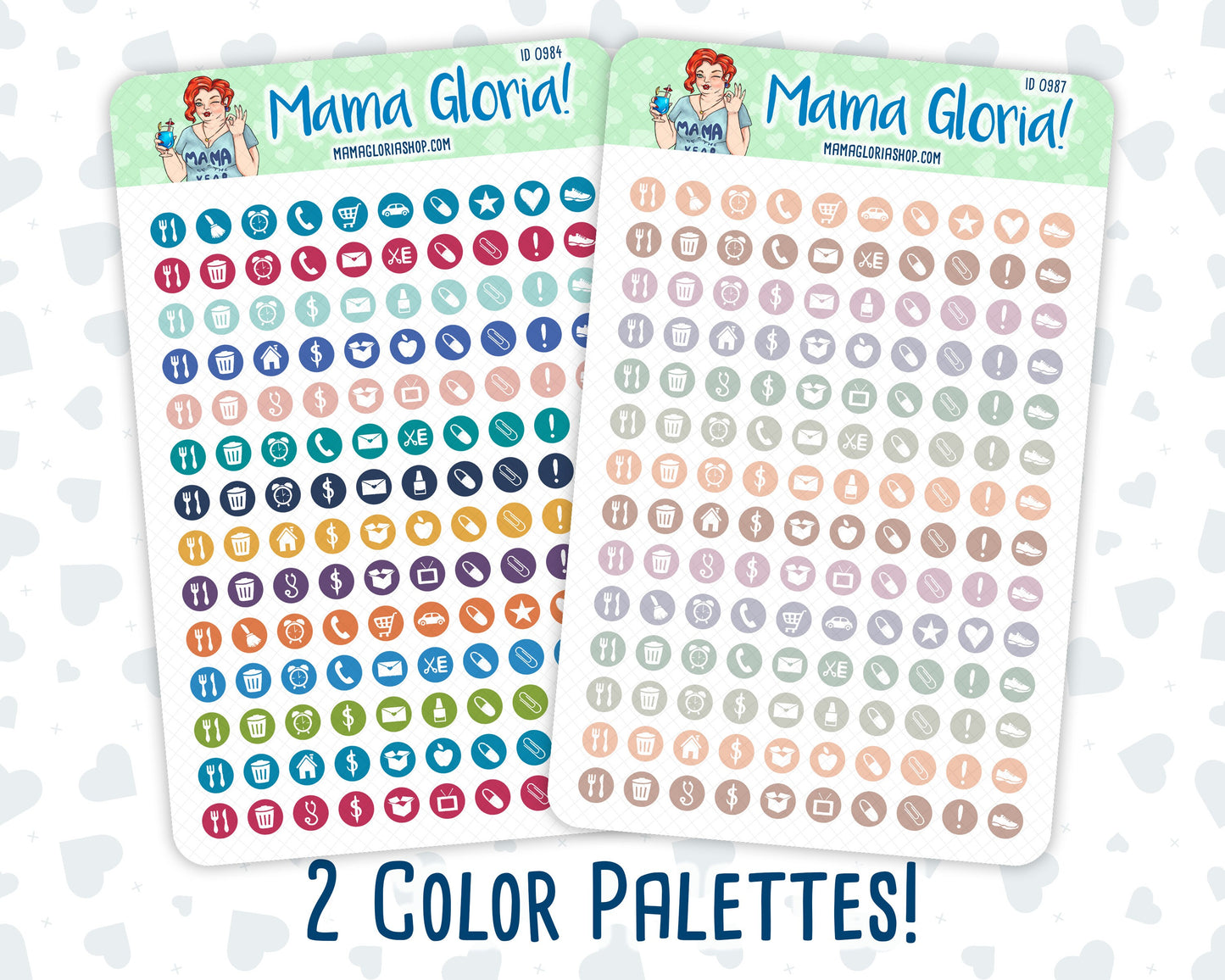 Icon Packs - Dots- Flora pallet - stickers for planners