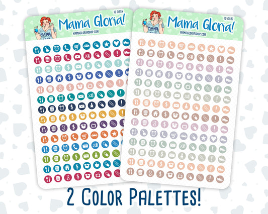 Icon Packs - Dots- Flora pallet - stickers for planners