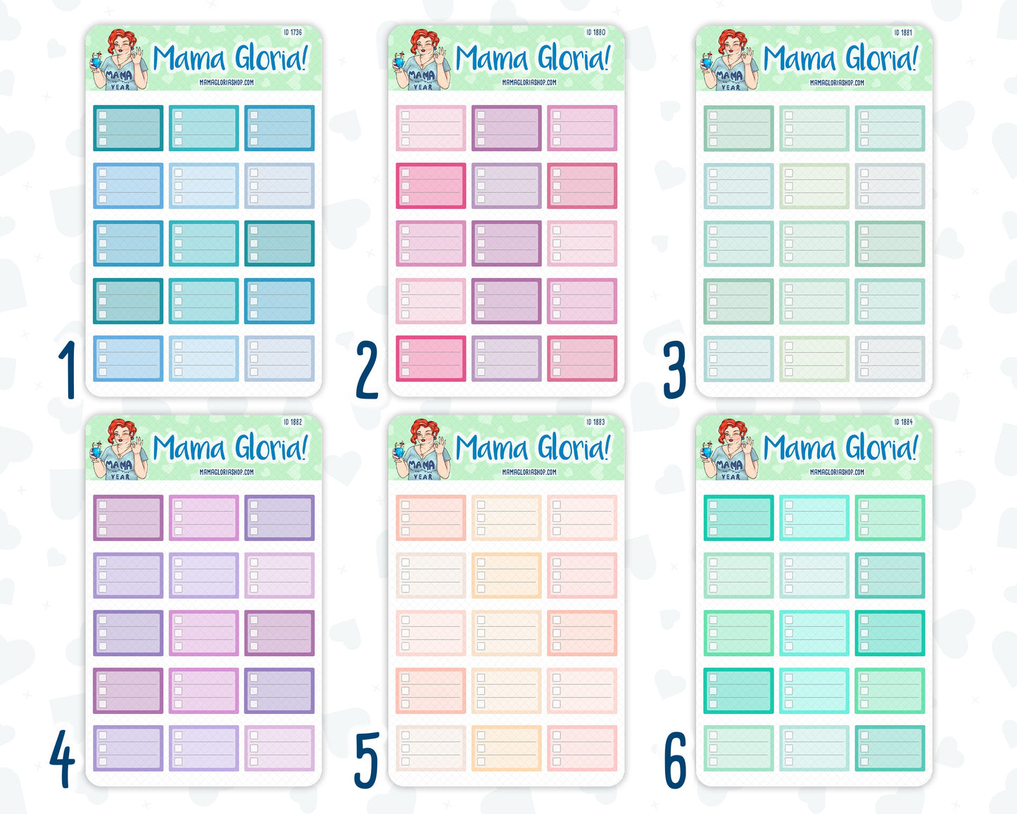 12-Month Functional Boxes- 2024 - Half Boxes- For Planners - Sticker Pack