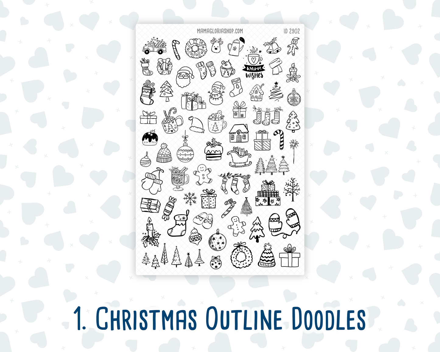Christmas Journaling Stickers, Doodle Icons, Postage Stamps, Advent Countdown, 4-Sheet Pack for Planners & Scrapbooks