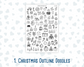 Christmas Journaling Stickers, Doodle Icons, Postage Stamps, Advent Countdown, 4-Sheet Pack for Planners & Scrapbooks