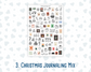 Christmas Journaling Stickers, Doodle Icons, Postage Stamps, Advent Countdown, 4-Sheet Pack for Planners & Scrapbooks