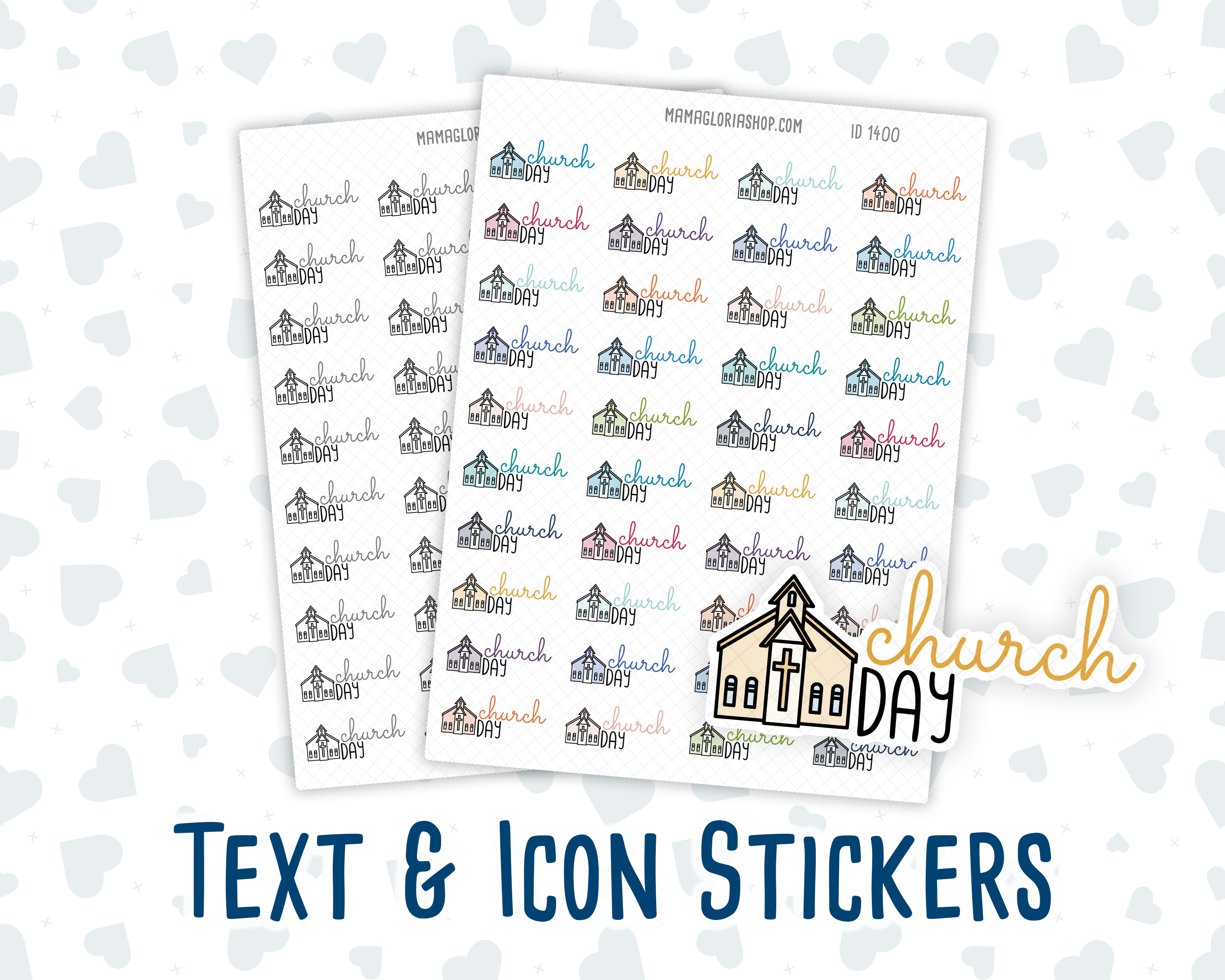 Church Day - Text Sticker With Icon – mamagloriashop