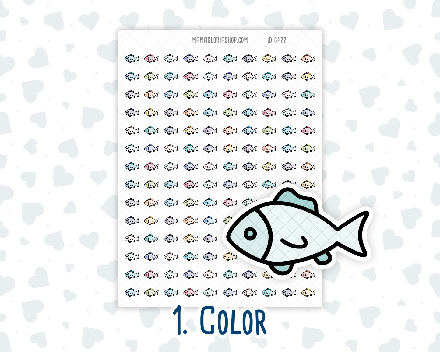 Fish- Aquarium Cleaning - Feeding Reminders - Mini Doodle Icon-Sticker