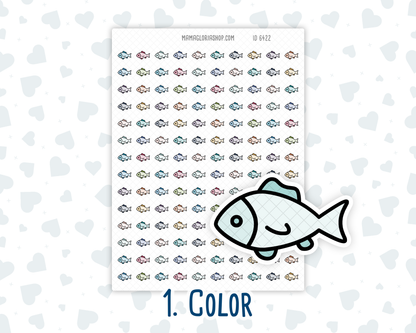 Fish- Aquarium Cleaning - Feeding Reminders - Mini Doodle Icon-Sticker