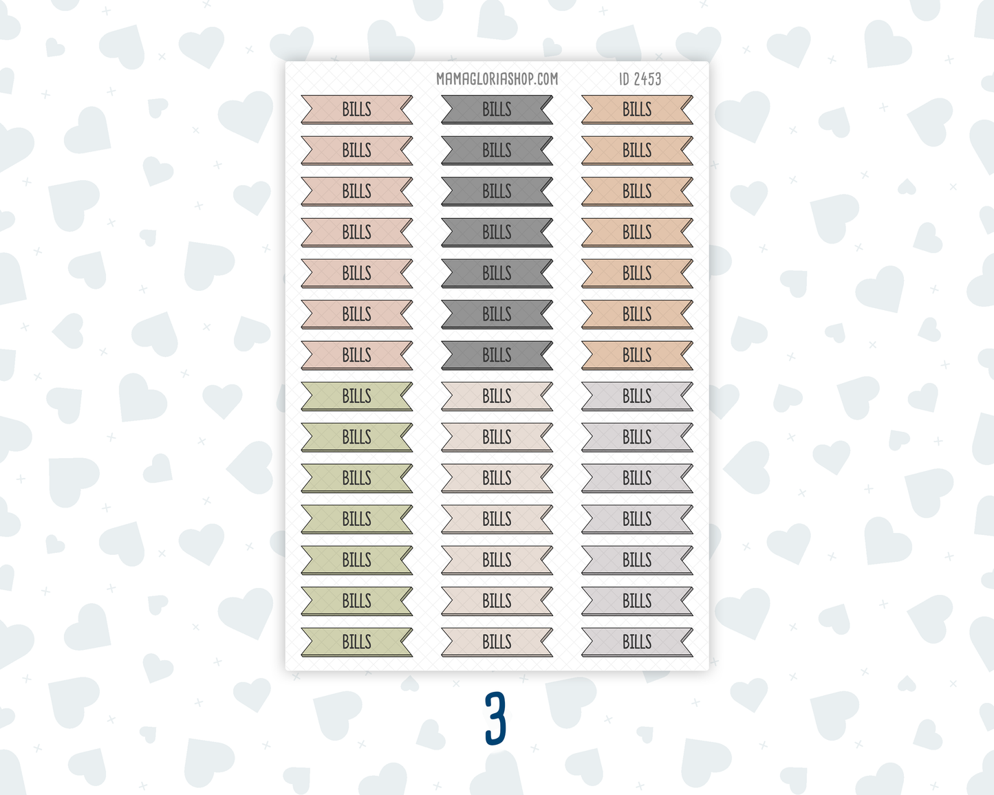 Bills - Banner Label Stickers - Functional - For Planners – Wild Sage & Muted Slate