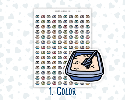 Cat Litter Box Cleaning - Cat Care - Mini Doodle Icon-Sticker