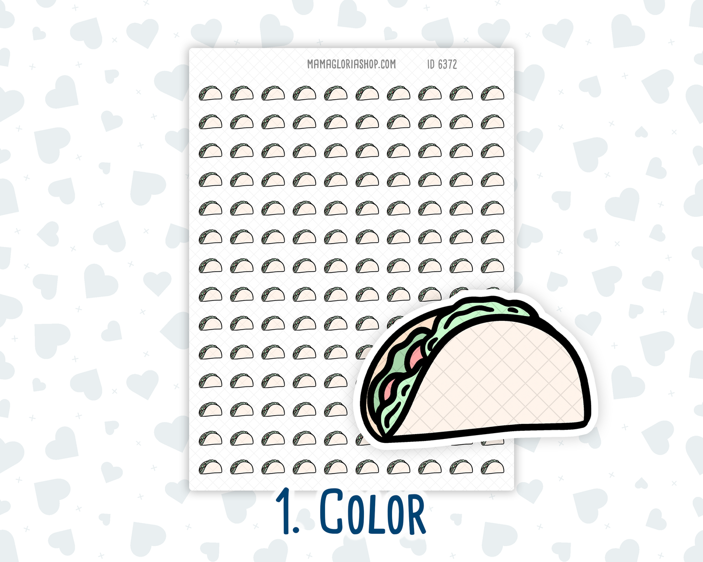 Taco - Food- Meal Tracker - Mini Doodle Icon-Sticker