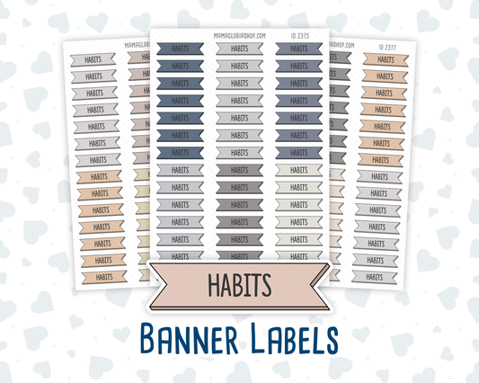 Habits - Banner Label Stickers - Functional - For Planners – Wild Sage & Muted Slate
