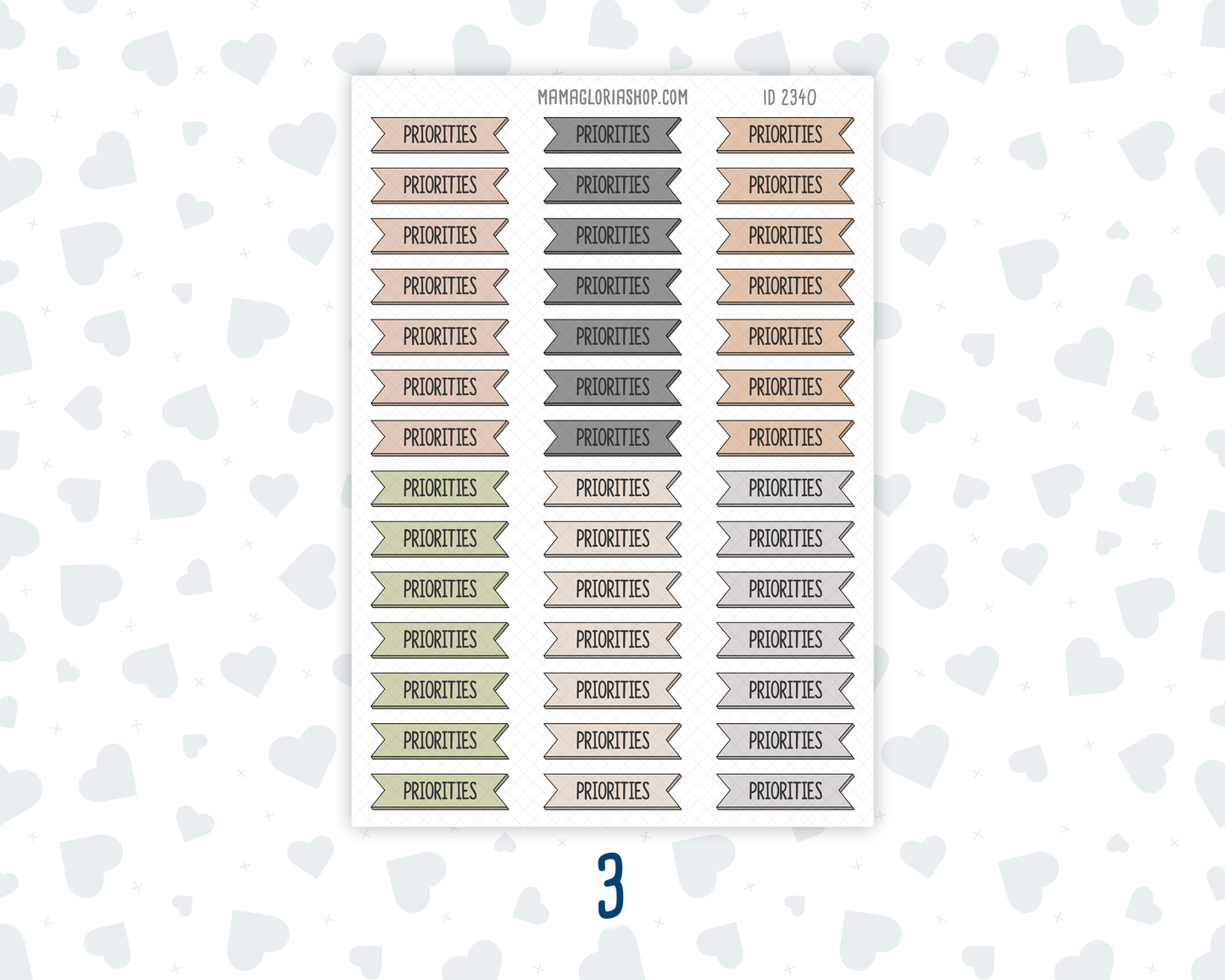 Priorities - Banner Label Stickers - Functional - For Planners – Wild Sage & Muted Slate