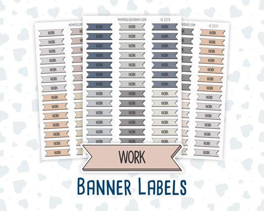 Work - Banner Label Stickers - Functional - For Planners – Wild Sage & Muted Slate