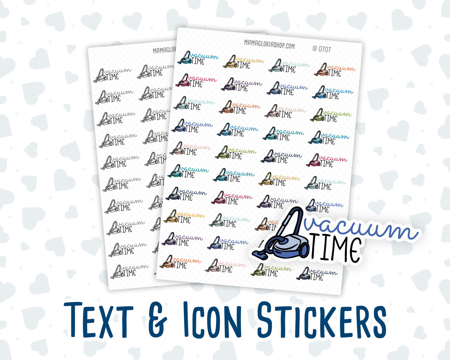 Vacuum Time - Text Sticker With Icon