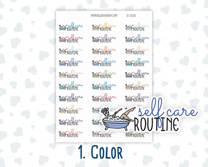 Self Care Routine - Text Sticker With Icon