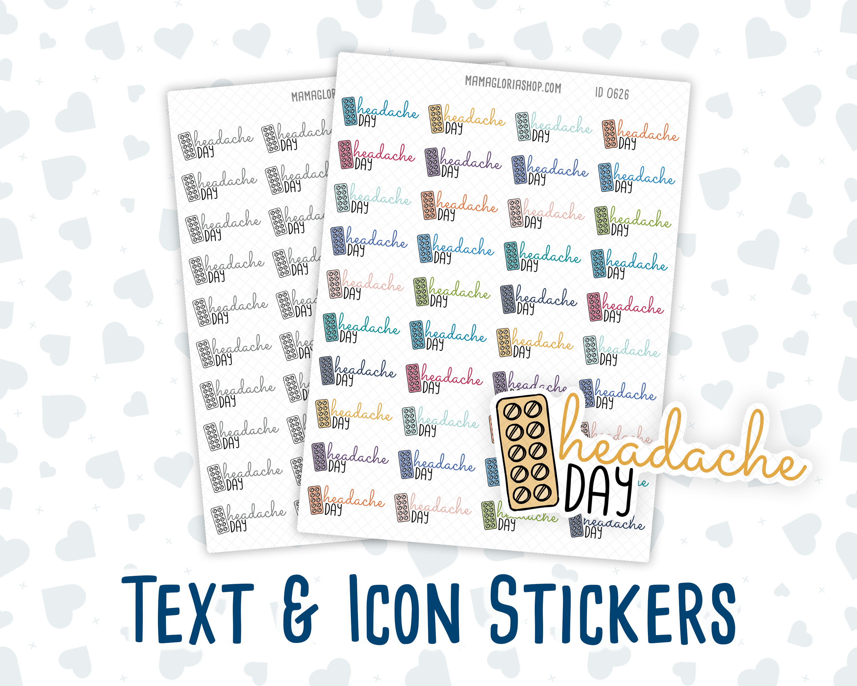 Headache Day - Text Sticker With Icon – mamagloriashop