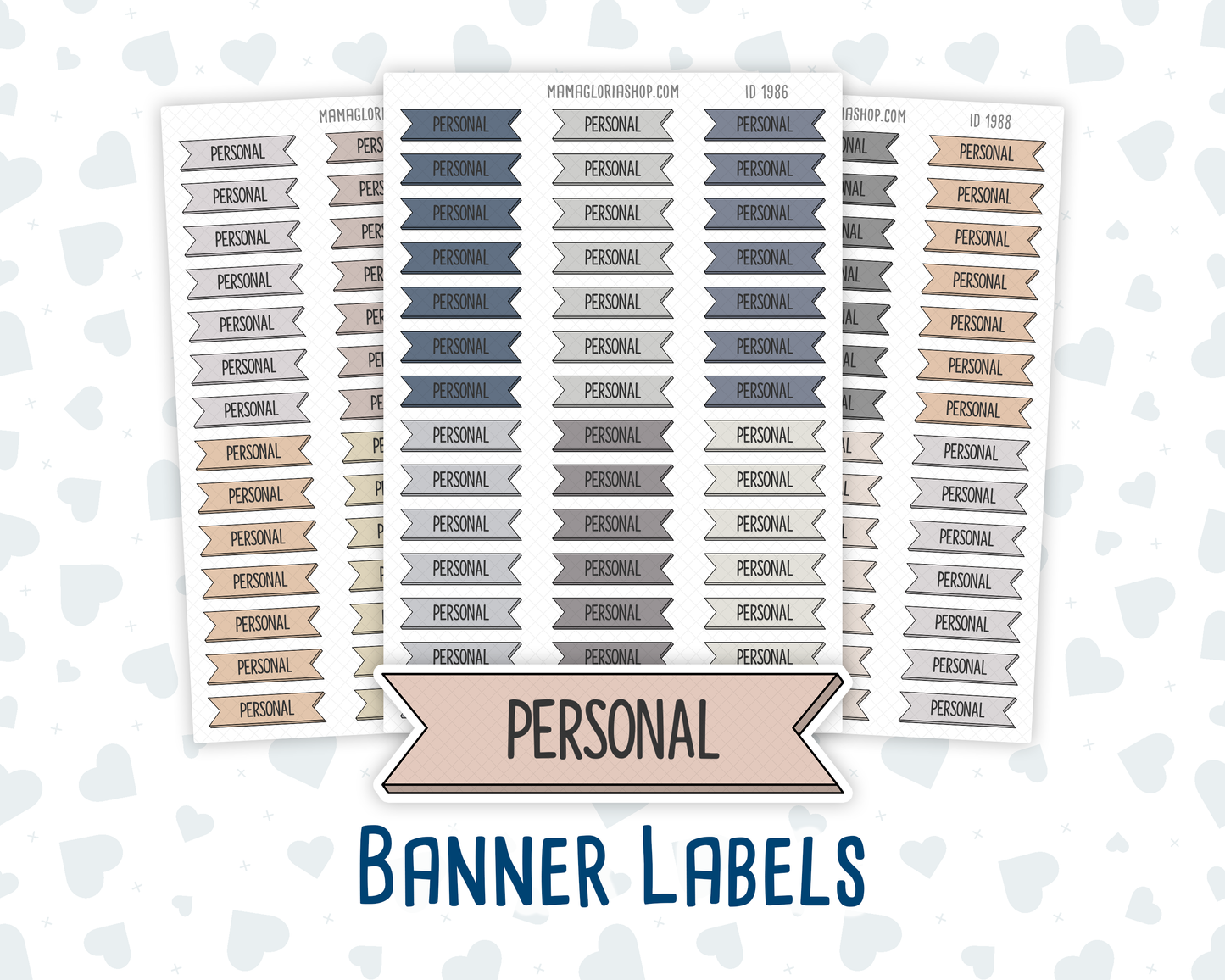 Personal - Banner Label Stickers - Functional - For Planners – Wild Sage & Muted Slate