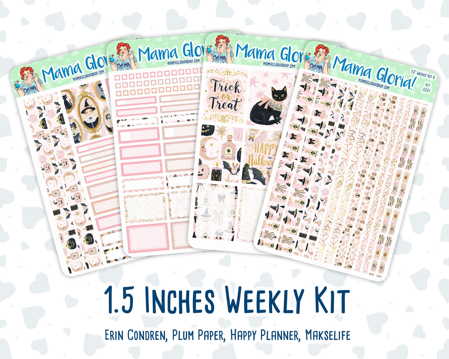 Kit 0297 - 1.5" Wide Column - Weekly Kit - October - Pink Spell  - For Vertical & Hourly Planners