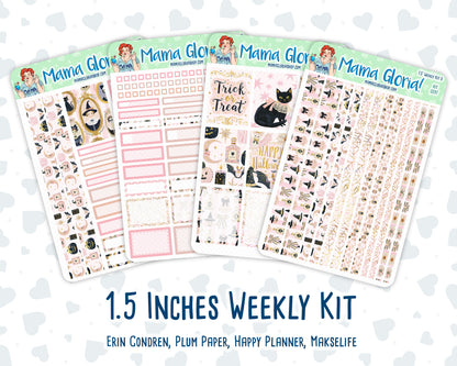Kit 0297 - 1.5" Wide Column - Weekly Kit - October - Pink Spell  - For Vertical & Hourly Planners