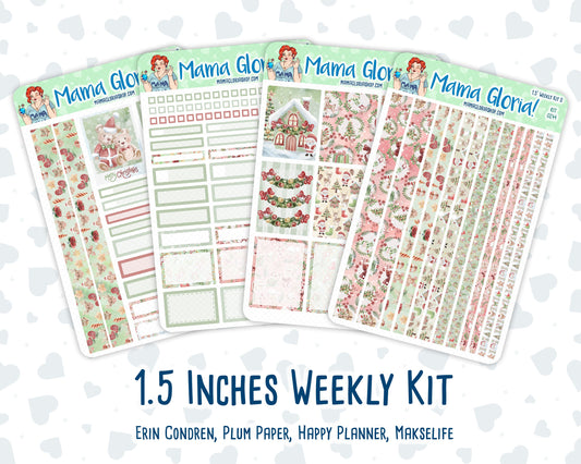 Kit 0244 - 1.5" Wide Column - Weekly Kit - December - Santas Village  - For Vertical & Hourly Planners