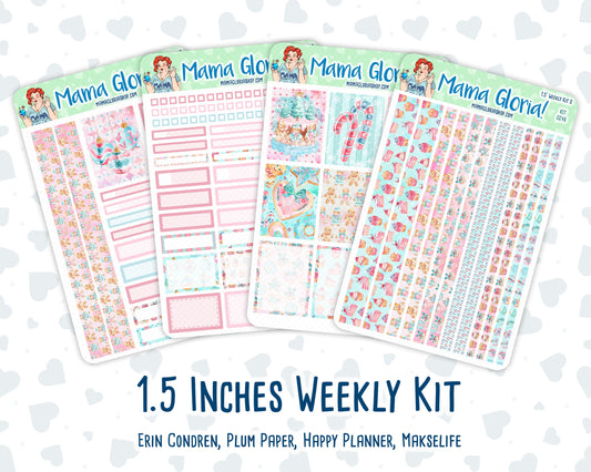 Kit 0246 - 1.5" Wide Column - Weekly Kit - December - Gingerbread Sweets  - For Vertical & Hourly Planners