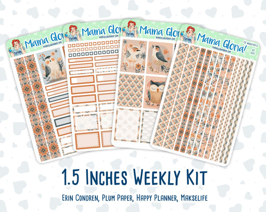 Kit 0237 - 1.5" Wide Column - Weekly Kit - October - Forest Folk  - For Vertical & Hourly Planners